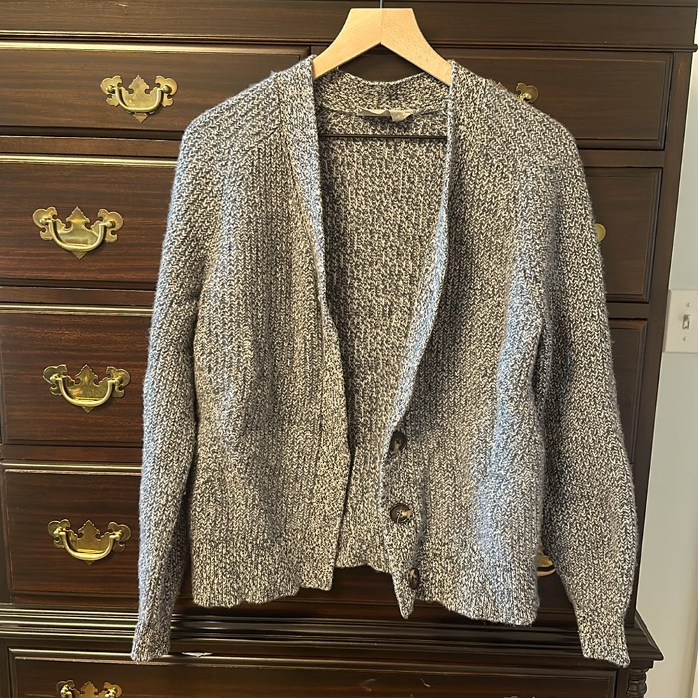 Everlane wool button down blue merle fisherman cardigan small